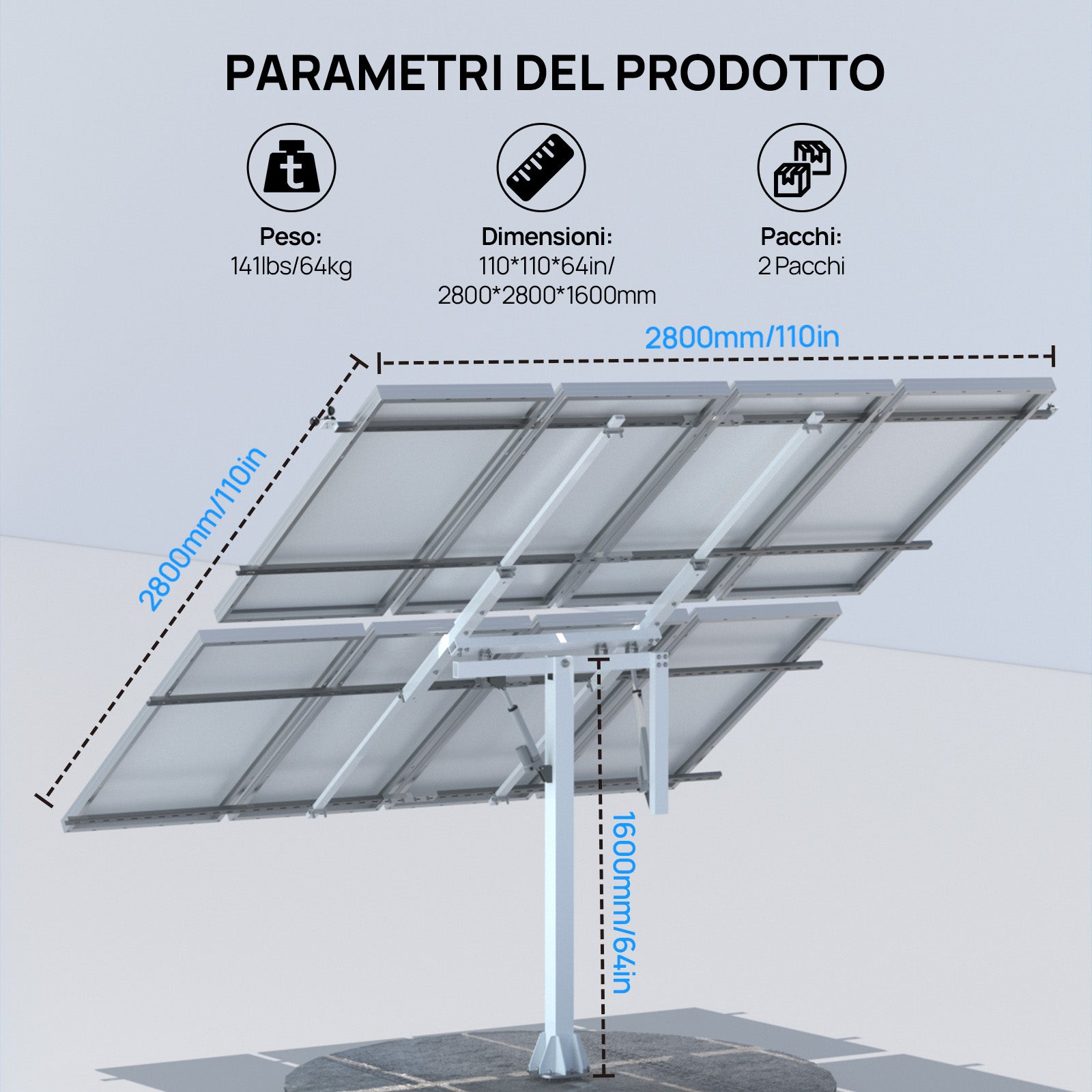 ECO-WORTHY Sistema di inseguimento solare a doppio asse (versione avanzata, +40% di efficienza) con controller di inseguimento-6