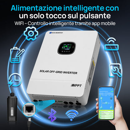 Inverter solare off-grid Eco-Worthy da 10kW 48V — Convertitore da 48V CC a 230V CA — 11.000W a 500V di ingresso fotovoltaico