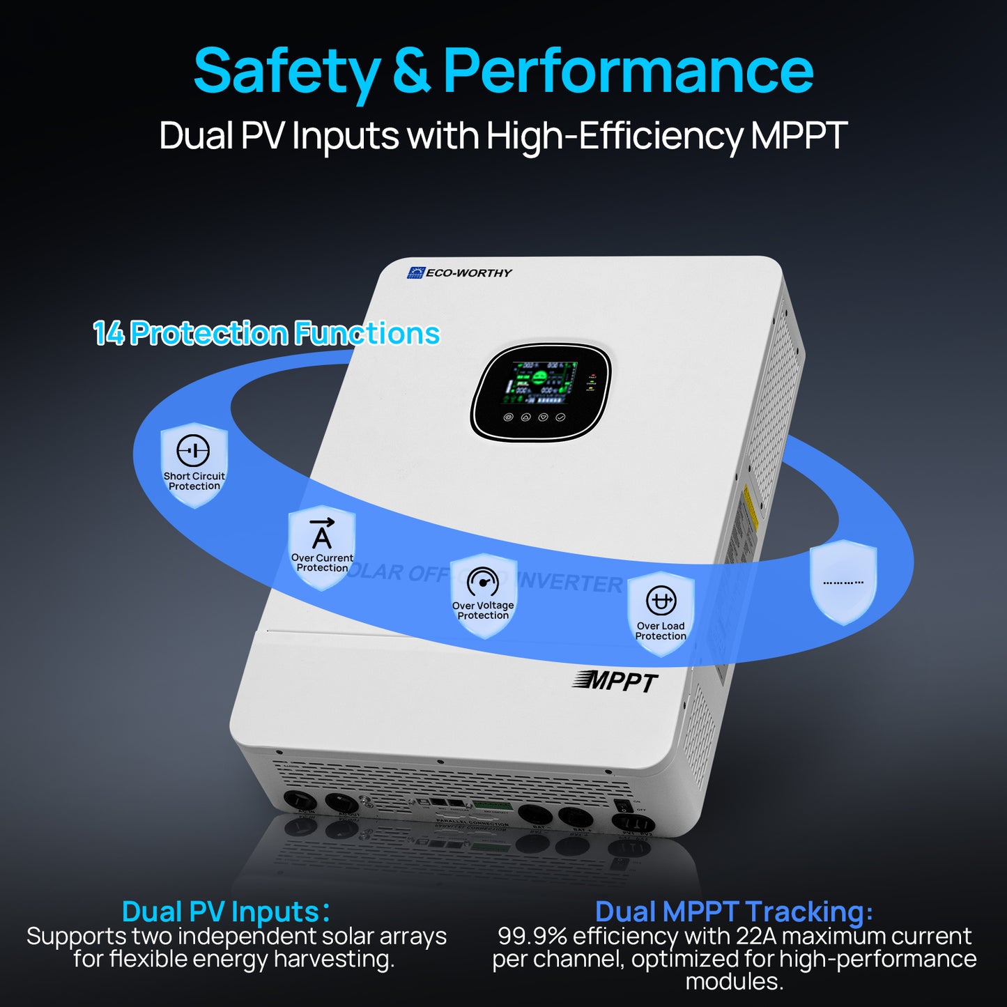 Inverter solare off-grid Eco-Worthy da 10kW 48V — Convertitore da 48V CC a 230V CA — 11.000W a 500V di ingresso fotovoltaico