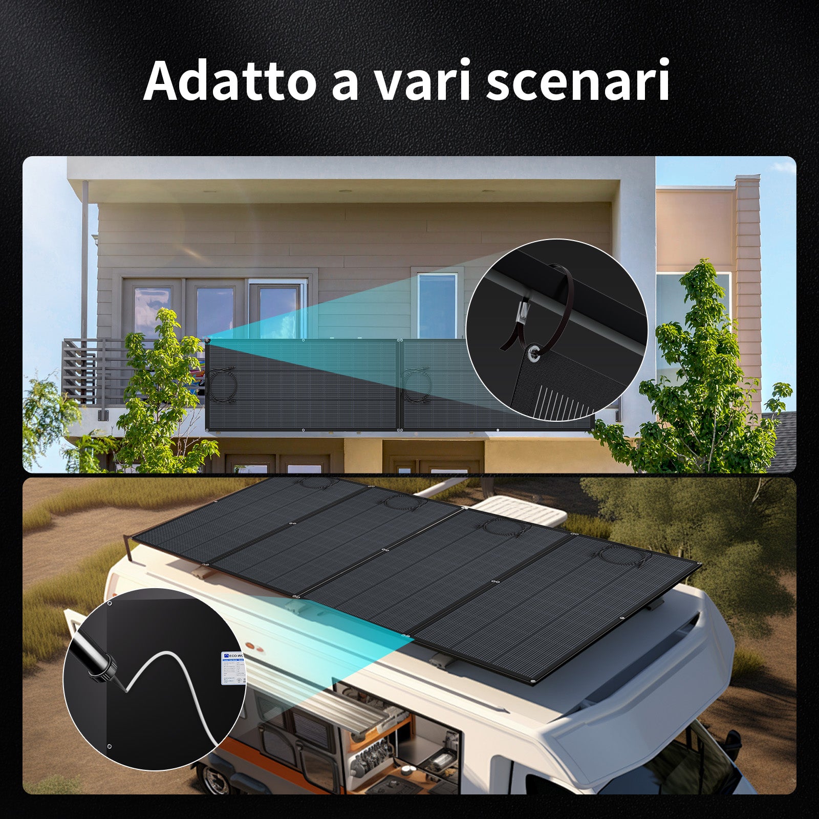 Eco-Worthy 200W Pannello Solare Monocristallino Flessibile
