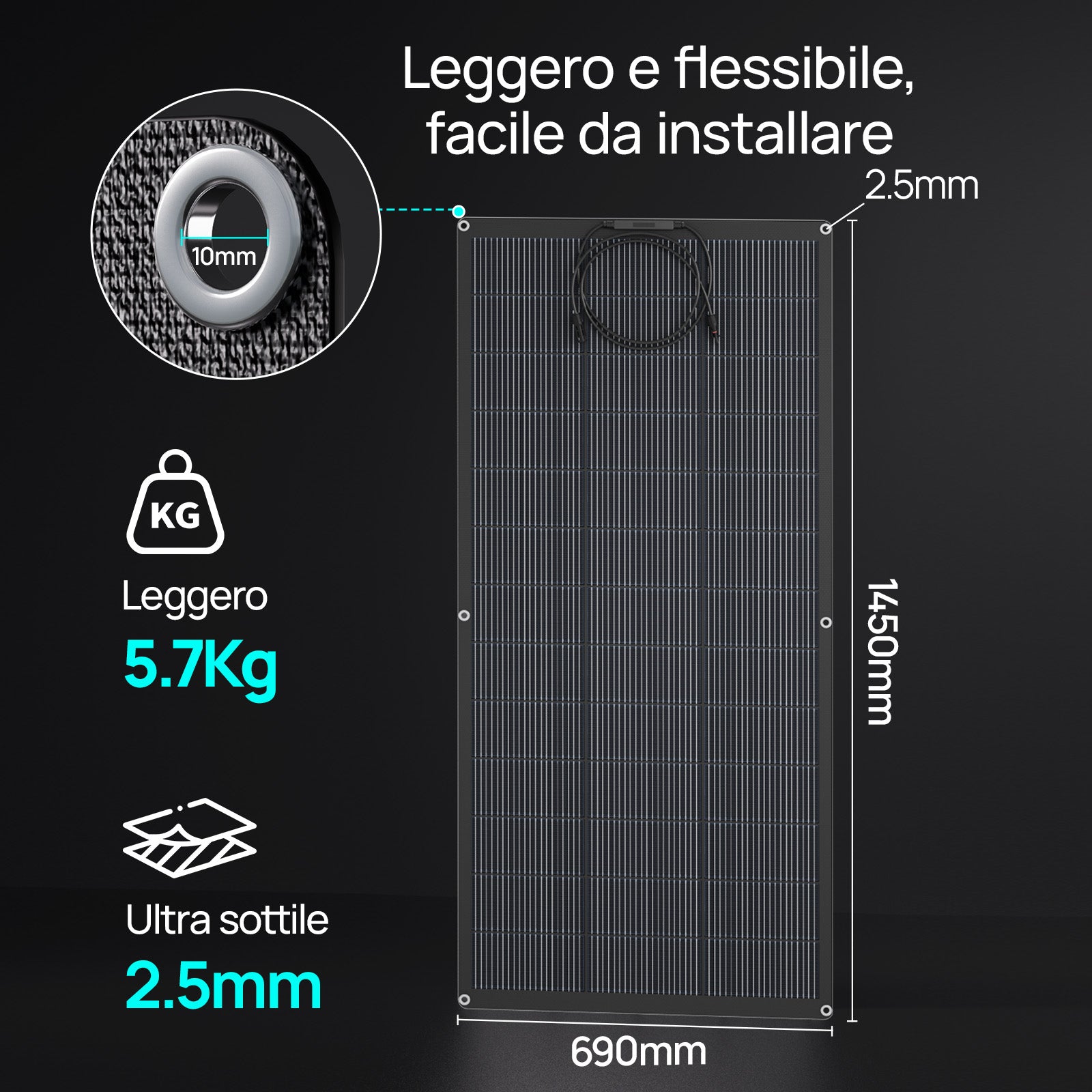 Eco-Worthy 200W Pannello Solare Monocristallino Flessibile