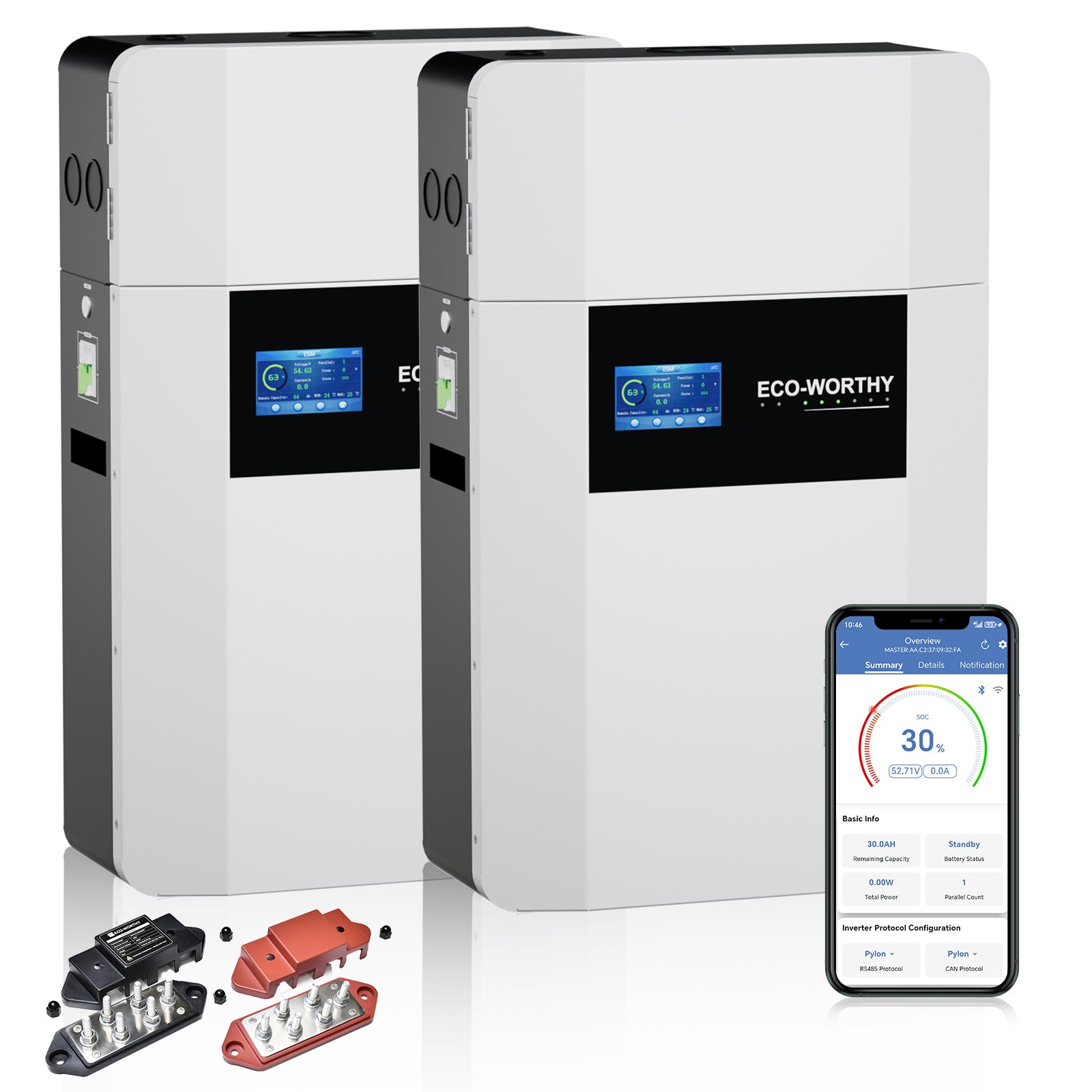 Eco-Worthy Batteria Accumulo 48V 100Ah a Parete per Fotovoltaico – Risparmio Energetico Casa