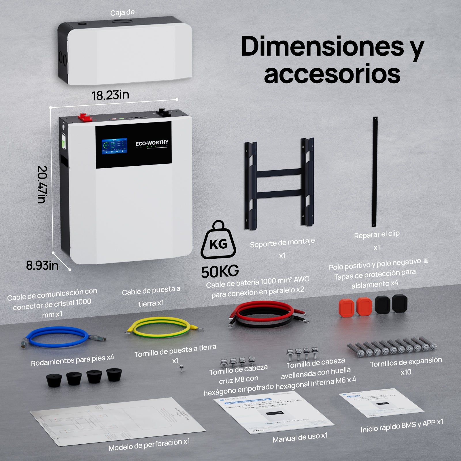 Eco-Worthy Batteria Accumulo 48V 100Ah a Parete per Fotovoltaico – Risparmio Energetico Casa