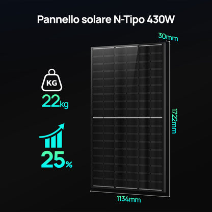 Eco-Worthy 430W Pannello Solare Mono N-Type