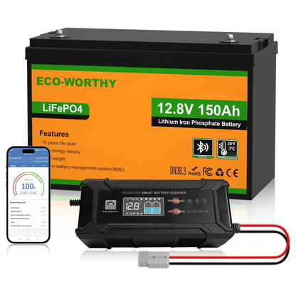 Batteria al litio 12V 150Ah LiFePO4 con Bluetooth