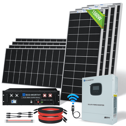 Kit Solare Off - Grid MPPT Completo da 1560W 48V (8x bifacciali da 195W) - eco - worthy - it