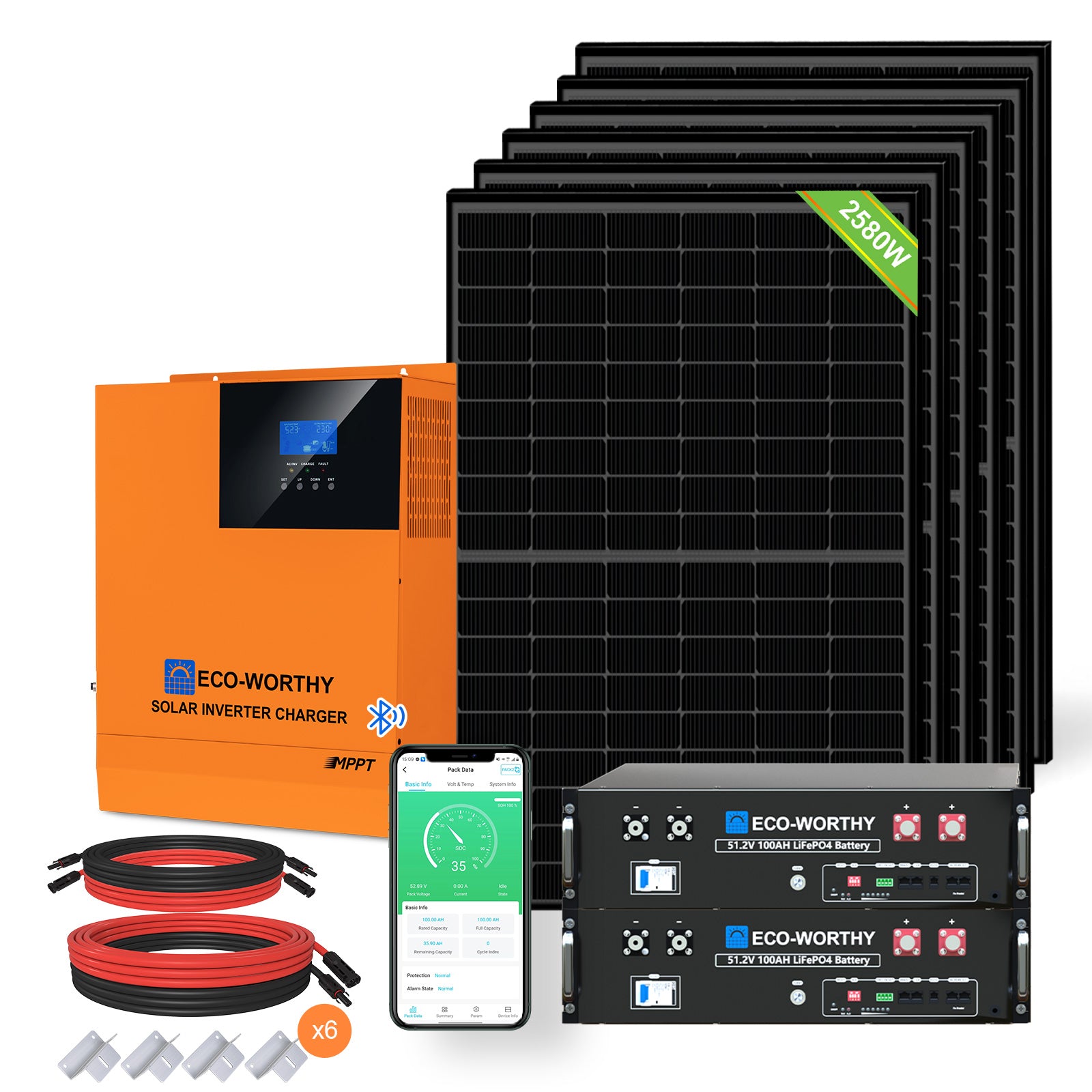 Kit solare off-grid MPPT completo da 48V 2580W (6x 430 W)-1