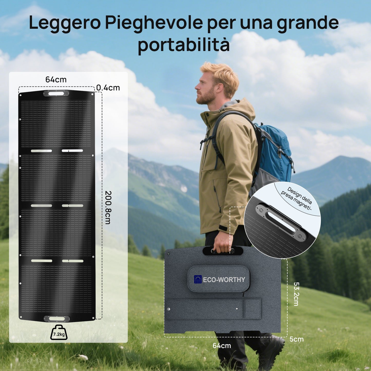 Pannello solare portatile da 200 W per camper | ECO-WORTHY