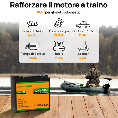 Batteria al litio 12V 30Ah LiFePO4 - eco - worthy - it