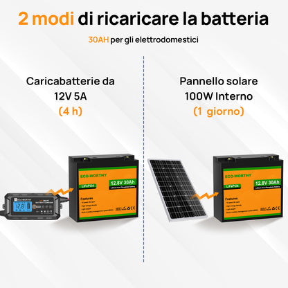 Batteria al litio 12V 30Ah LiFePO4 - eco - worthy - it