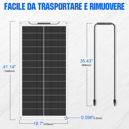 100W 12V Pannello Solare Monocristallino Flessibile - eco - worthy - it