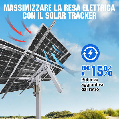 Massimizza la resa elettrica con Solar Tracker: fino al 15% di potenza aggiuntiva catturata dal retro.