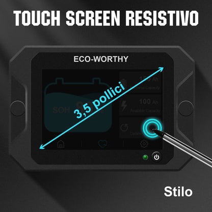 Monitoraggio della batteria 300A con Display tattile da 3.5" sensore Hall per AGM e Lithium (LifePO4) - eco - worthy - it