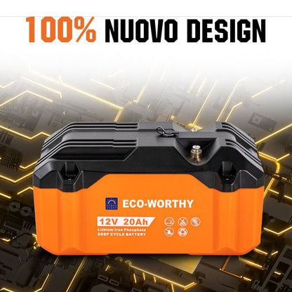 Batteria al litio portatile 12V 20Ah LiFePO4 - eco - worthy - it