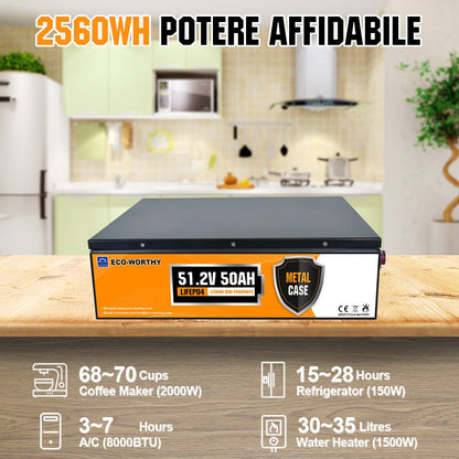 Batteria al litio 48V 50Ah LiFePO4 - eco - worthy - it