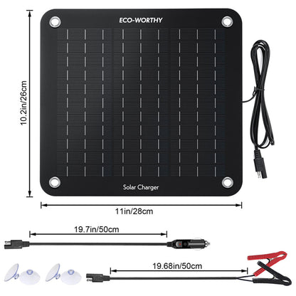 10W Caricabatterie solare portatile per batterie 12V in auto e barca - eco - worthy - it