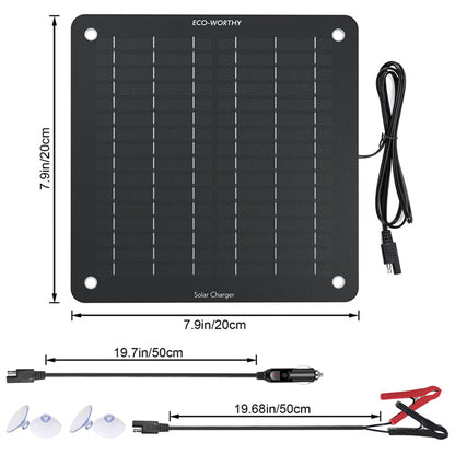 10W Caricabatterie solare portatile per batterie 12V in auto e barca - eco - worthy - it