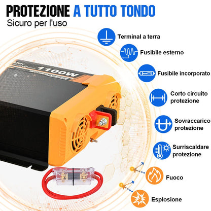 Inverter a onda sinusoidale pura da 1100W Off Grid da 12V a 230V - eco - worthy - it