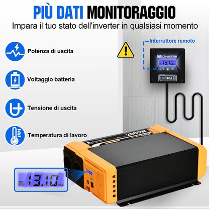 Inverter a onda sinusoidale pura da 2000W Off Grid da 12V a 230V - eco - worthy - it