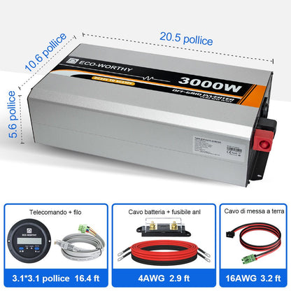Inverter a onda sinusoidale pura da 3000W Off Grid da 24V a 230V - eco - worthy - it
