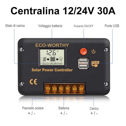Caricatore solare PWM 30A 12V/24V - eco - worthy - it
