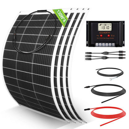 130W 260W 390W 520W 12V Sistema solare con 130W 12V Pannello Solare Monocristallino Semi - Flessibile - eco - worthy - it