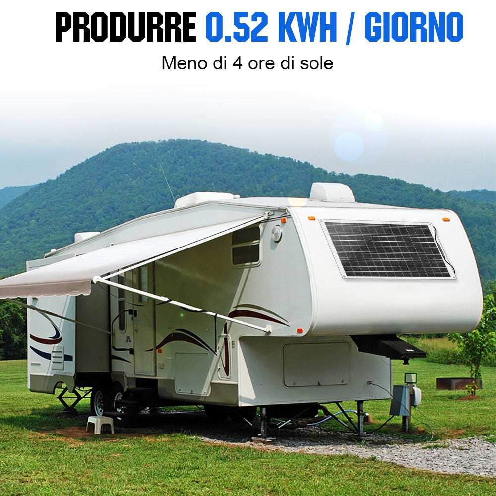 Pannello Solare Monocristallino ECO-WORTHY 170W 12V - Per Camper, Baita, Casa, 110x77cm, Garanzia 25 Anni - Foto 2