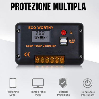 130W 260W 390W 520W 12V Sistema solare completo con 130W 12V Pannello Solare Semi - Flessibile + Batterie al litio - eco - worthy - it