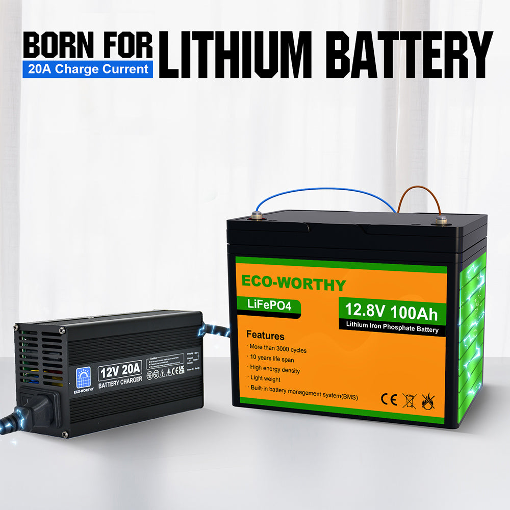 Intelligentes 20-A-12-V-Ladegerät für Lithium-Batterien (LiFePO4).