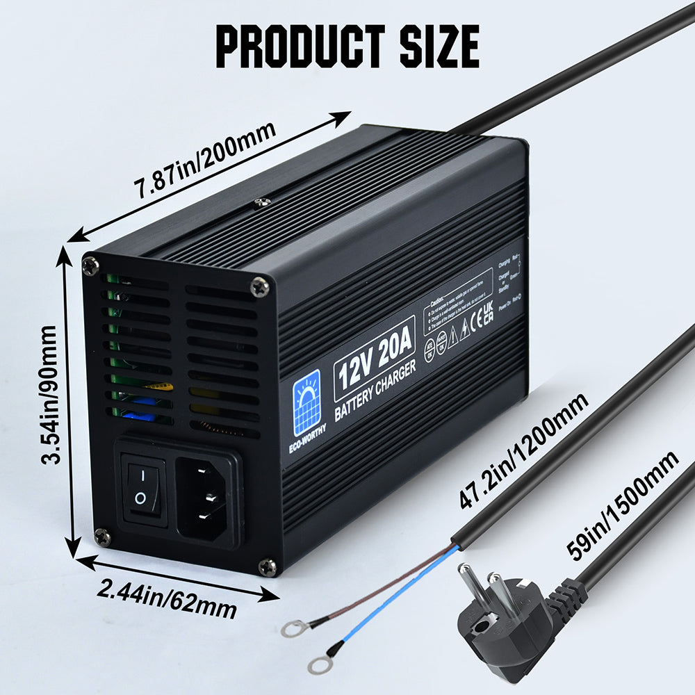 Caricabatterie intelligente 20A 12V per batterie al litio (LiFePO4